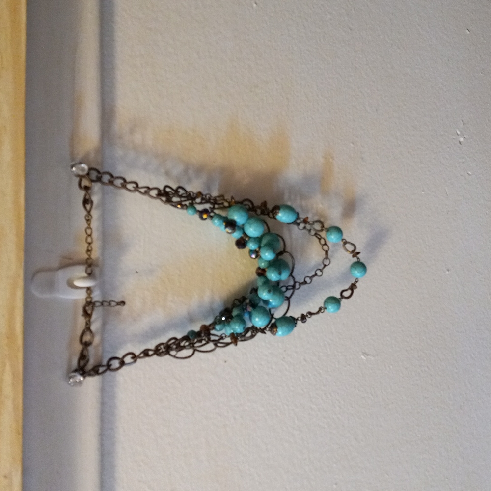 Faux turquoise  multiple strand layer necklace Very pretty